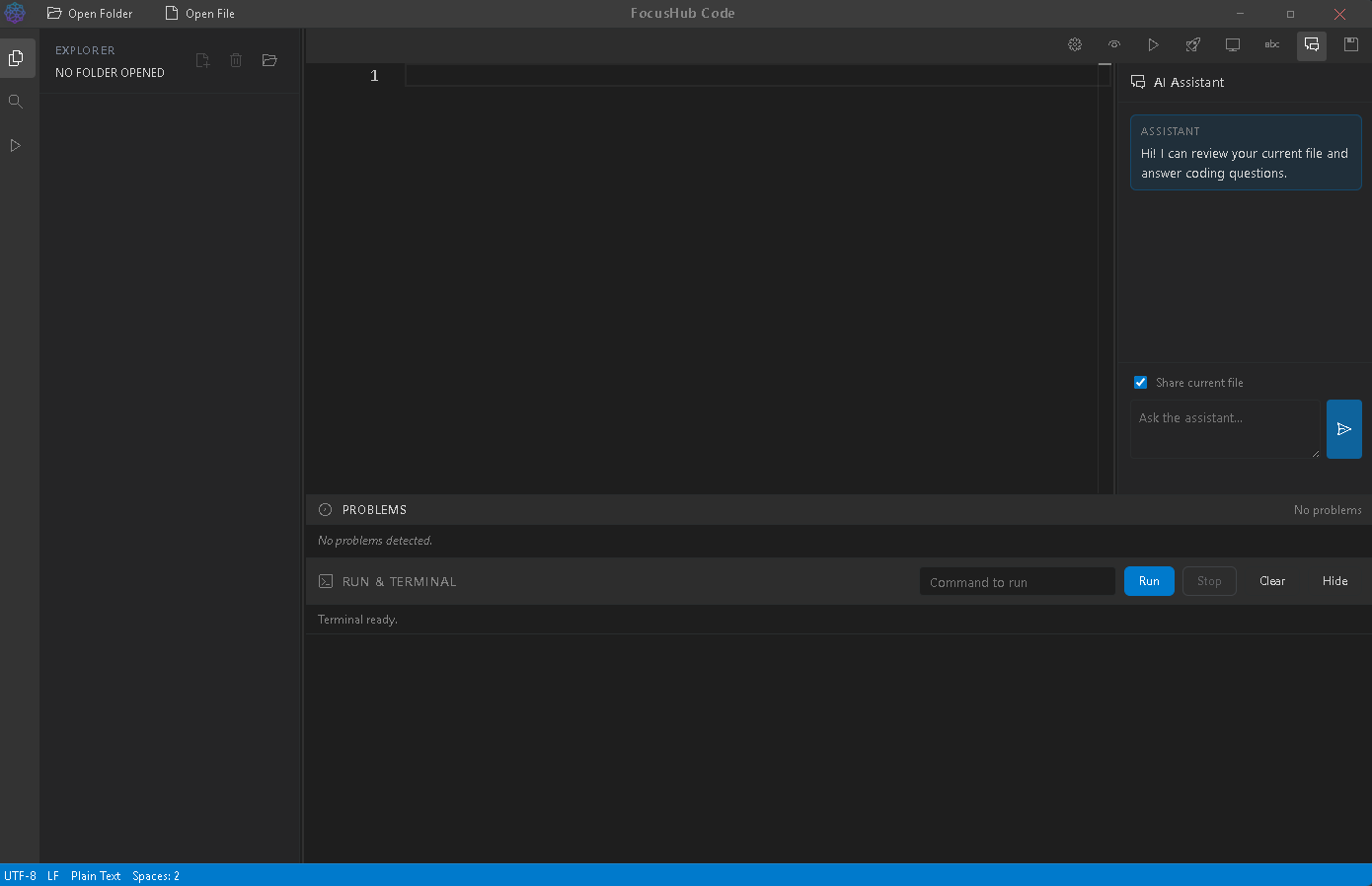 FocusHub Code editor preview
